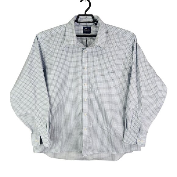 Mens Eagle Shirtmakers Blue Green Plaid Shirt Button Down Long Sleeve Size 18.5 - Picture 1 of 8